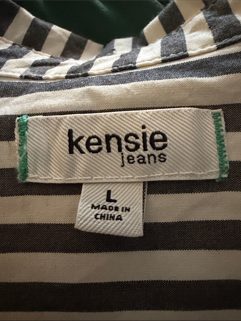 Kensie Black & White Vertical Stripe Short Sleeve Button-Down - Picture 2 of 2